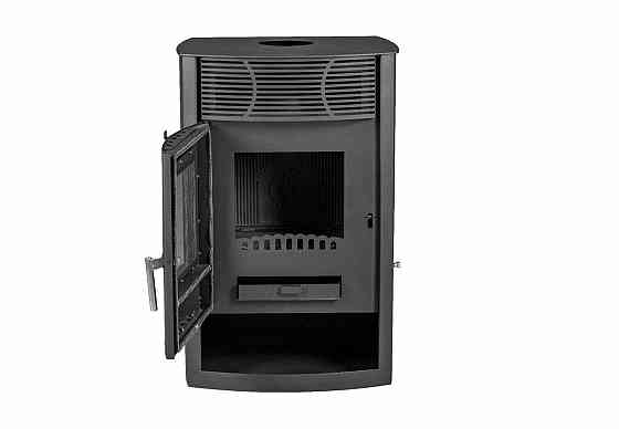 Піч-камін на дровах Hosseven Denice 7,5 кВт сталева буржуйка з чавунною топкою панорамне скло верхній димохід Київ