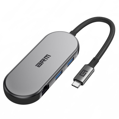 Концентратор Armorstandart USB-C to HDMI 4K, RJ45, PD, 2USB, SD, microSD Grey (ARM69365) Вінниця - фото 1