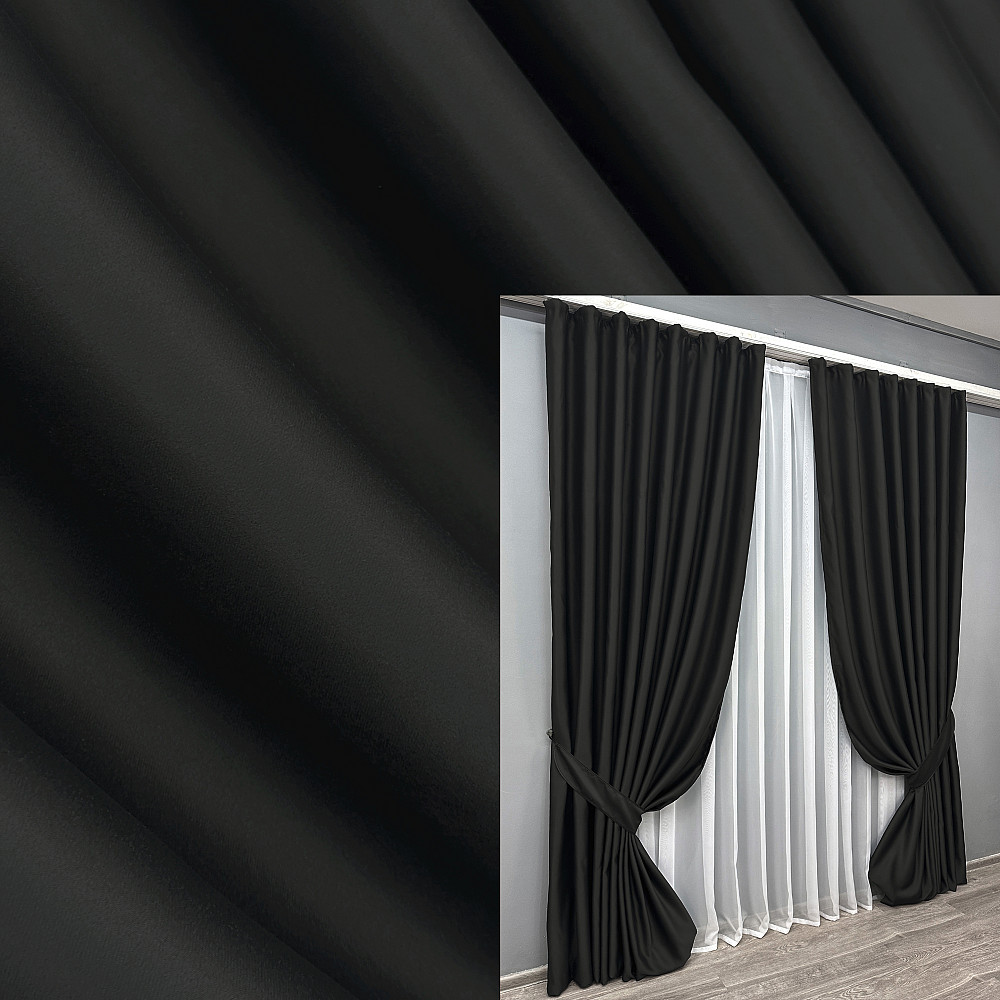 Комплект готових штор VR-Textil Bagema Rvs № 1895ш Чорний 140х270 см 2 шт (39-0085) Київ - фото 1
