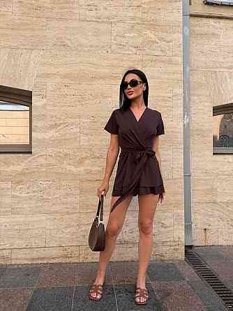 Женская романтическая вечерняя комбинезон-платье софт Шоколад, 48/52 Одесса