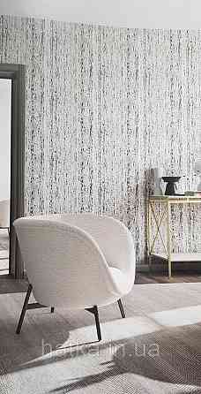 Шпалери вінілові на флізеліні Marburg Travertino 1.06х10 абстракція смужки точки під кору дерева чорні сірі Київ