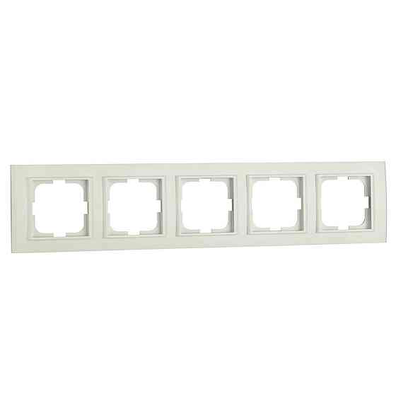 Рамка пятерная, горизонтальная, кремовая, ANESTECH (Турция), со вставками Винница