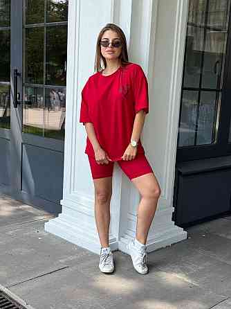 Футболка и велосипедки женские кулир Красный XS-S Харьков