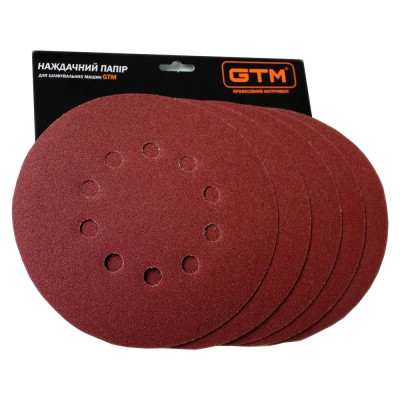 Наждачная бумага GTM круг с отверстиями 215мм Р-240, липучка, 5шт. (SZL225FV P240) Винница - изображение 1