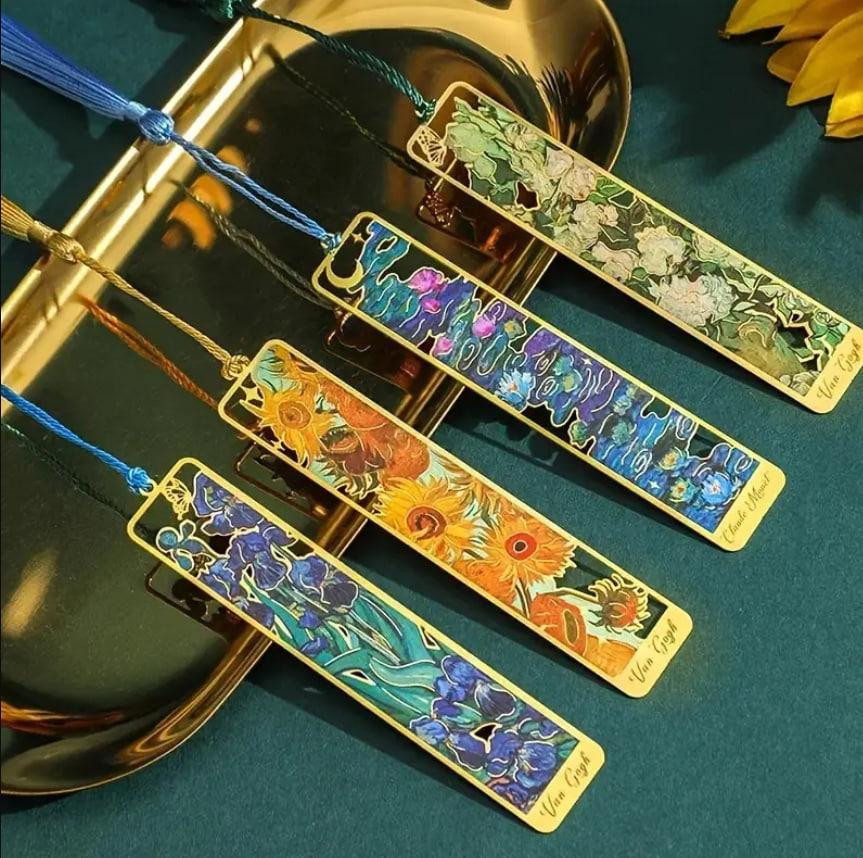 Вінтажна металева закладка з масляним живописом та китицею. ОригІнальна закладка для книжок. Подарун Київ - фото 6