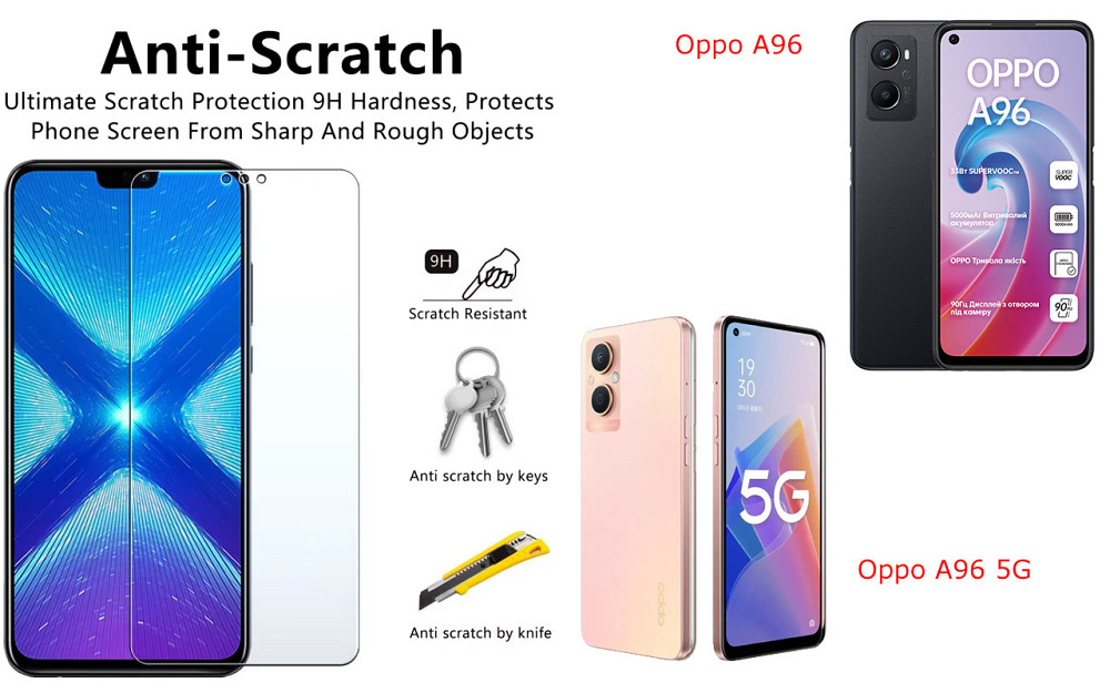 Защитное стекло NeoGlass для Oppo A96, Oppo A96 5G – ультрапрозрачное и устойчивое Киев - изображение 1