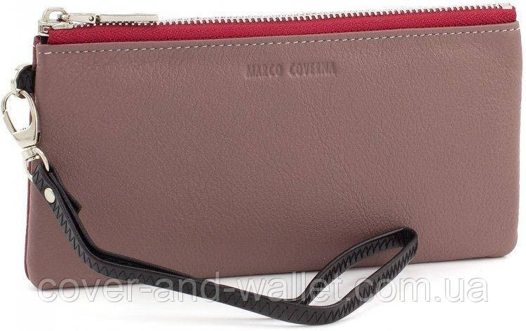 Пудровый тонкий женский кожаный кошелек клатч на молнии Marco Coverna (88806-6) Киев - изображение 1