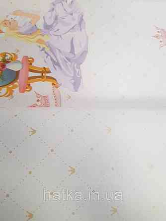 Обои виниловые на флизелине AdaWall Ada Kids метровые детские короны принцессы полоски ромбы на песочном Киев