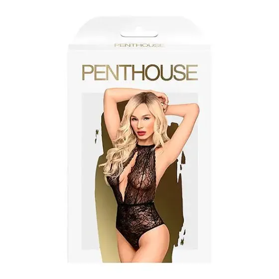 Боді з глибоким декольте та високими трусиками Penthouse - Toxic Powder Black L/XL Львов