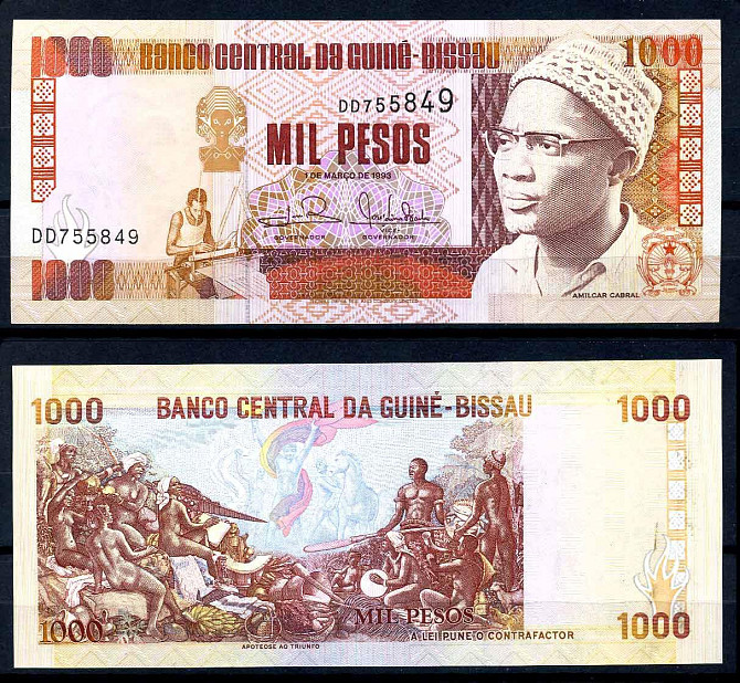 Гвінея-Біссау/Guin-Bissau 1000 Pesos 1993 P13b UNC Полтава - фото 1