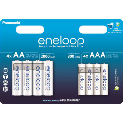 Акумулятор Panasonic AA Eneloop 2000mAh NI-MH * 4 + AAA 800mAh NI-MH * 4 (BK-3MCDE+4MCDE/8CP) Вінниця - фото 1