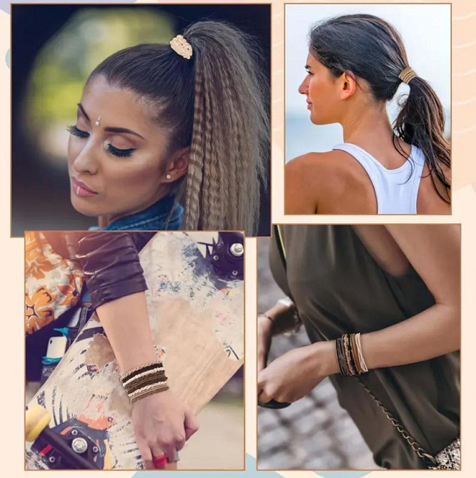 Набор резинок-браслетов в стиле бохо Женские резинки для волос, аксессуары, подарок, 20 шт. Киев - изображение 3