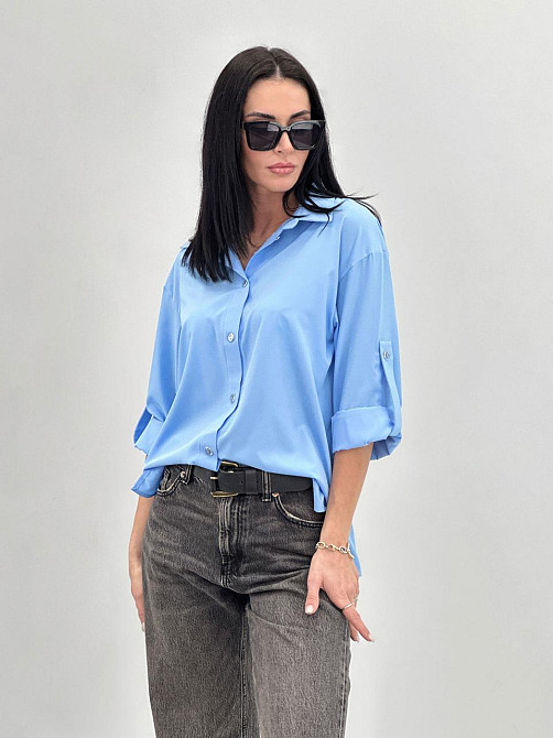 Базова жіноча сорочка "Eden" оптом | Норма і батал | Розпродаж моделі Блакитний, 42-44 Київ - фото 5