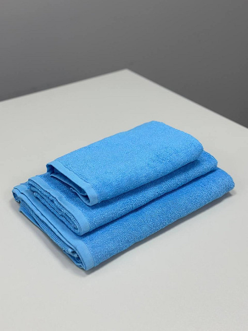 Комплект полотенец однотонных Ideal Textile 40х70+50х90+70х140 см 400 г/м2 (56860941) Блакитний Черновцы - изображение 3
