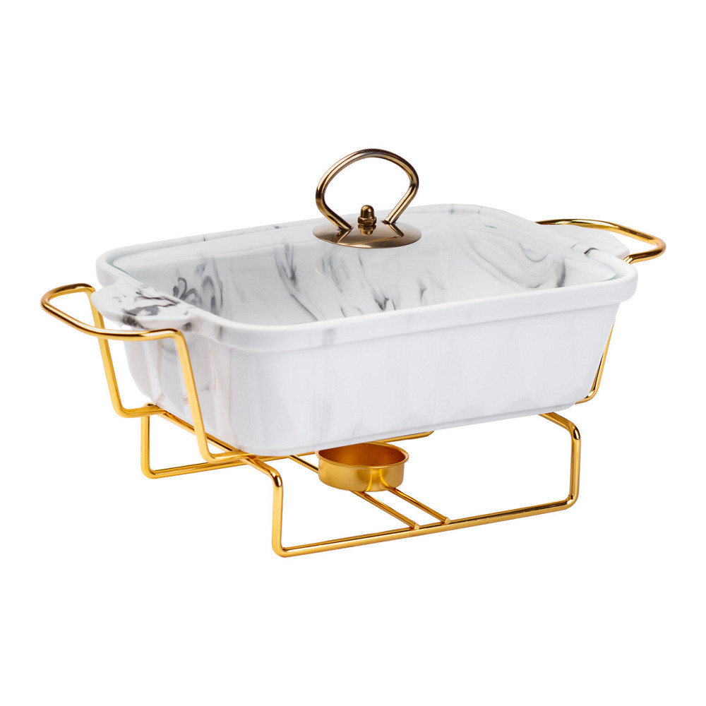 Мармит фарфоровый на 1 литр с подогревом на металлической подставке HP1028 Киев - изображение 2