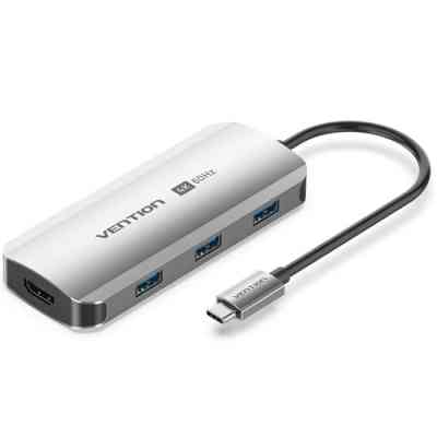 Концентратор Vention USB 3.1 Type-C to HDMI 4K60Hz/USB 3.0x3/PD 100W 5-in-1 (TQDHB) Вінниця
