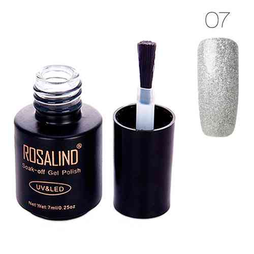 Гель-лак для нігтів манікюру 7мл Rosalind, шиммер, 07 срібло Вінниця