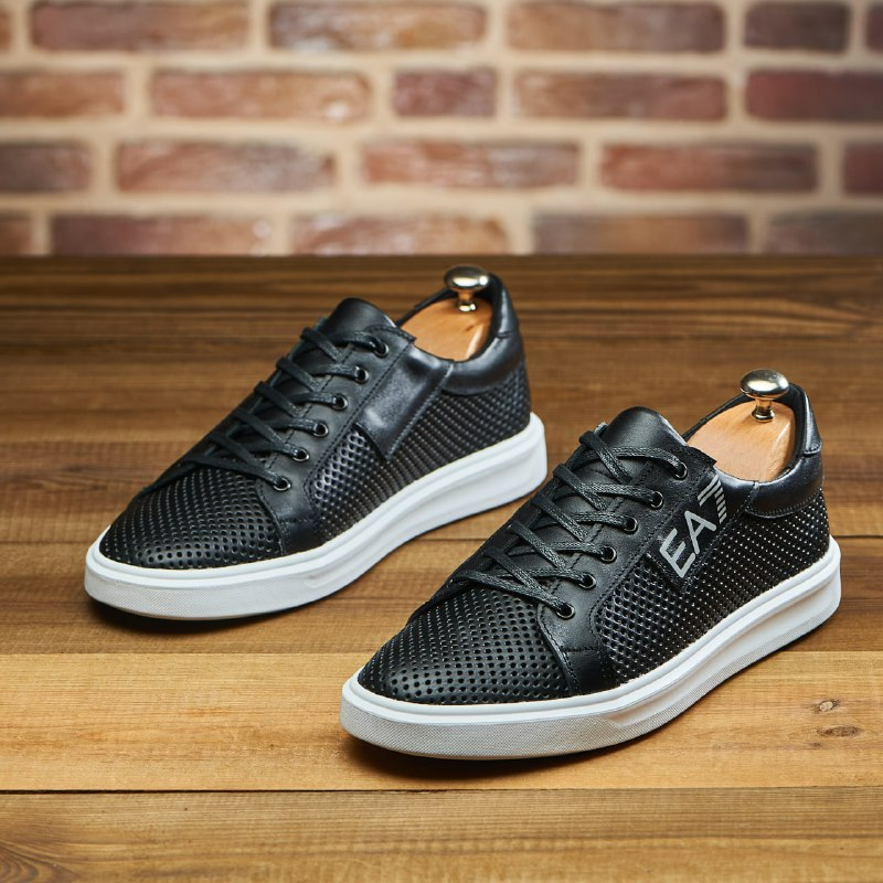 Шкіряні чоловічи літні кеди перфорація чорного кольору Харьков - изображение 6