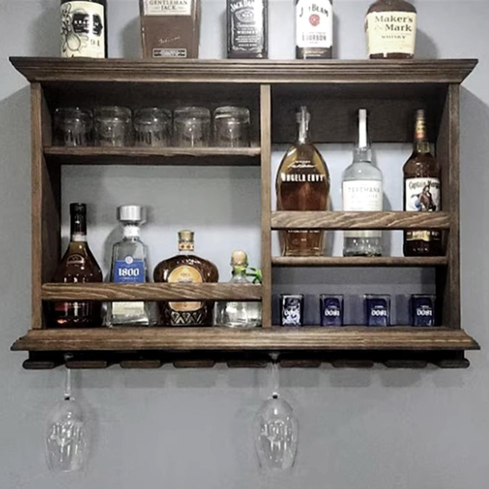 Настінна винна полиця "Сітара" сепія Миколаїв - фото 1