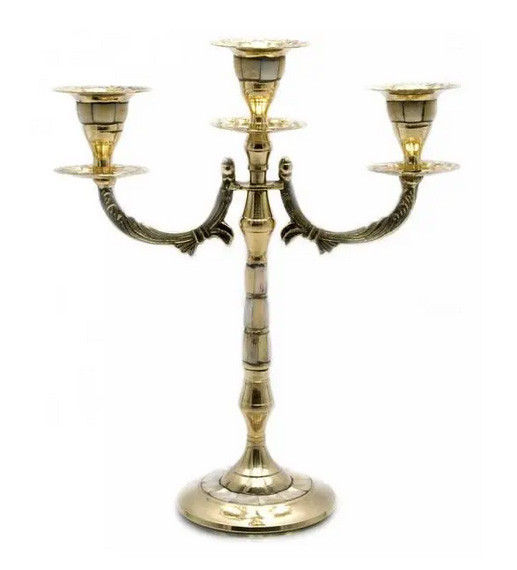 Подсвечник брозовый на 3 свечи с перламутром Киев - изображение 1