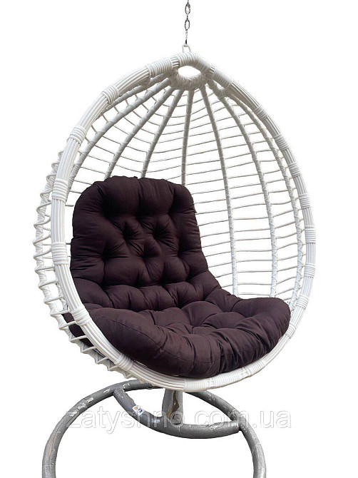 Кокон із ротанга з коричневою подушкою Київ - фото 8