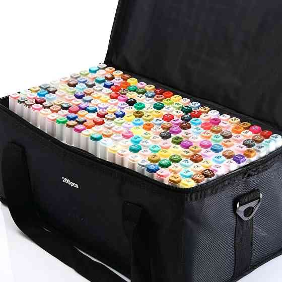 Набор маркеров двусторонние спиртовые Touch Smooth 200 шт для рисования и скетчинга + Альбом A5 для скетчинга Каменец-Подольский