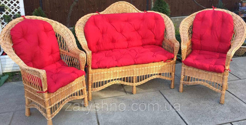 Плетеная мебель с накидками | мебель из лозы с красными накидками| ротанговая мебель с накидками Киев - изображение 8