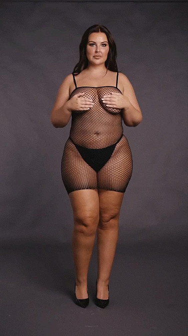 Жіноча коротка сукня з сітчастою структурою та тонкими бретелями Le Desir Short Fishnet Dress, чорна Sex Aura Київ - фото 4
