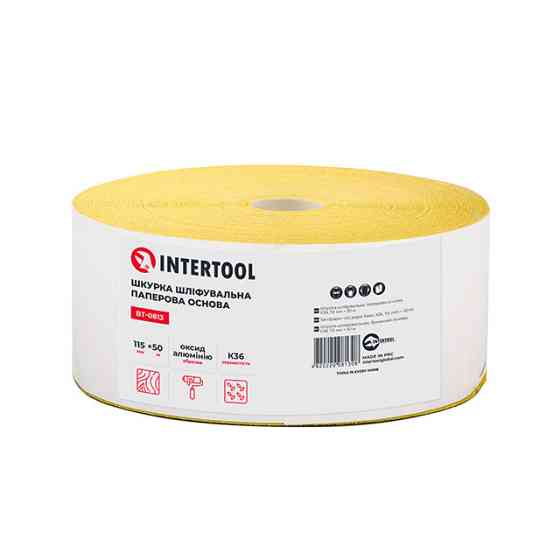 Шкурка шліфувальна, паперова основа, К36, 115 мм × 50 м INTERTOOL BT-0813 Київ
