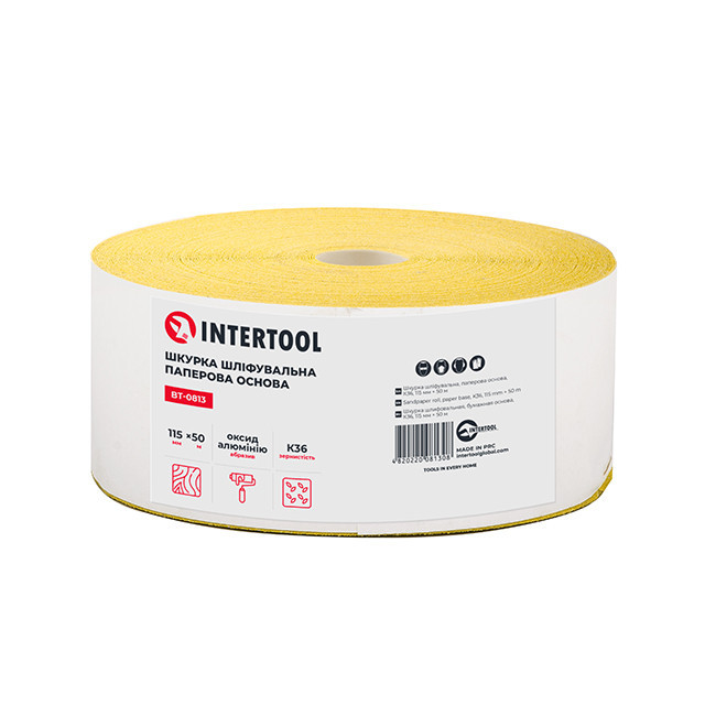 Шкурка шлифовальная, бумажная основа, К36, 115 мм × 50 м INTERTOOL BT-0813 Киев - изображение 2