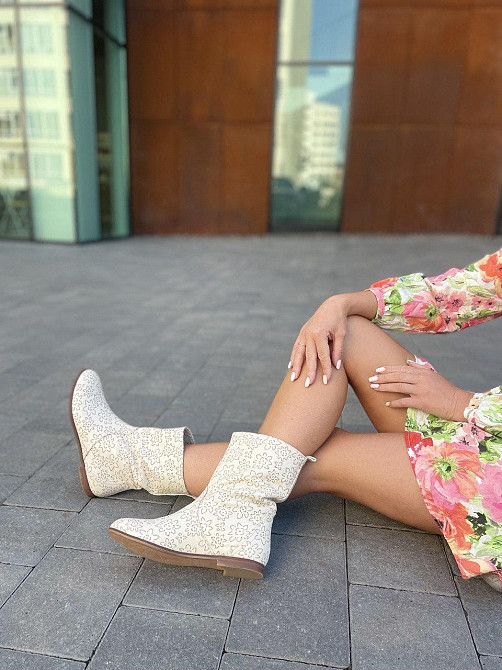 Nivelle Черевики жіночі NIVELLE бежеві шкіра натуральна висота 21см обхват 32-34см розмір 37 (5 Коломия - фото 6