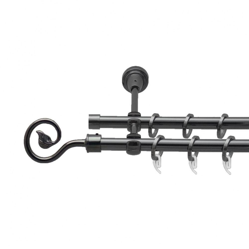 Карниз Orvit Лукка металевий дворядний відкритий гладка труба кільце фасонне металеве  Онікс 16\16 мм 240 см (4714284) Львів - фото 1