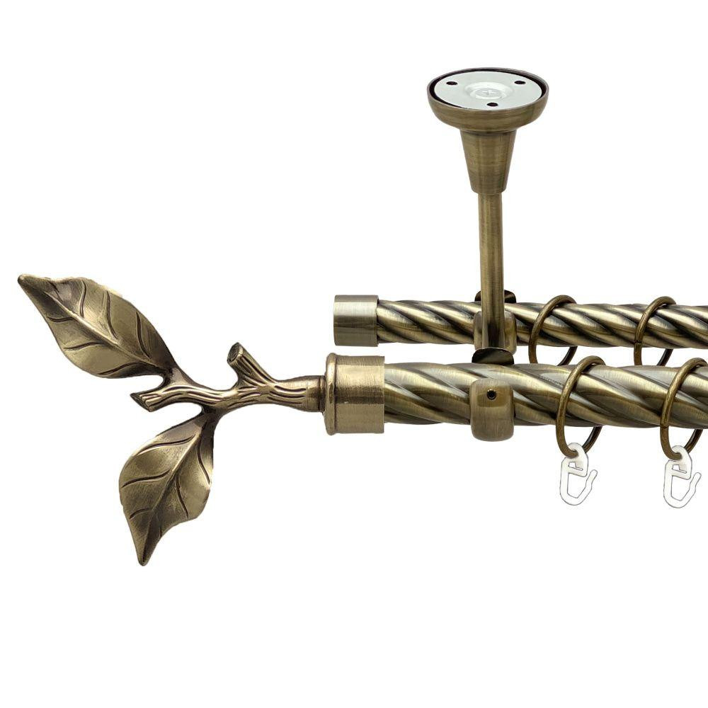 Карниз Orvit Листок Троянди металевий дворядний відкритий до стелі скручена труба кільце металеве Антик 25\19 мм 160 см Львів - фото 1