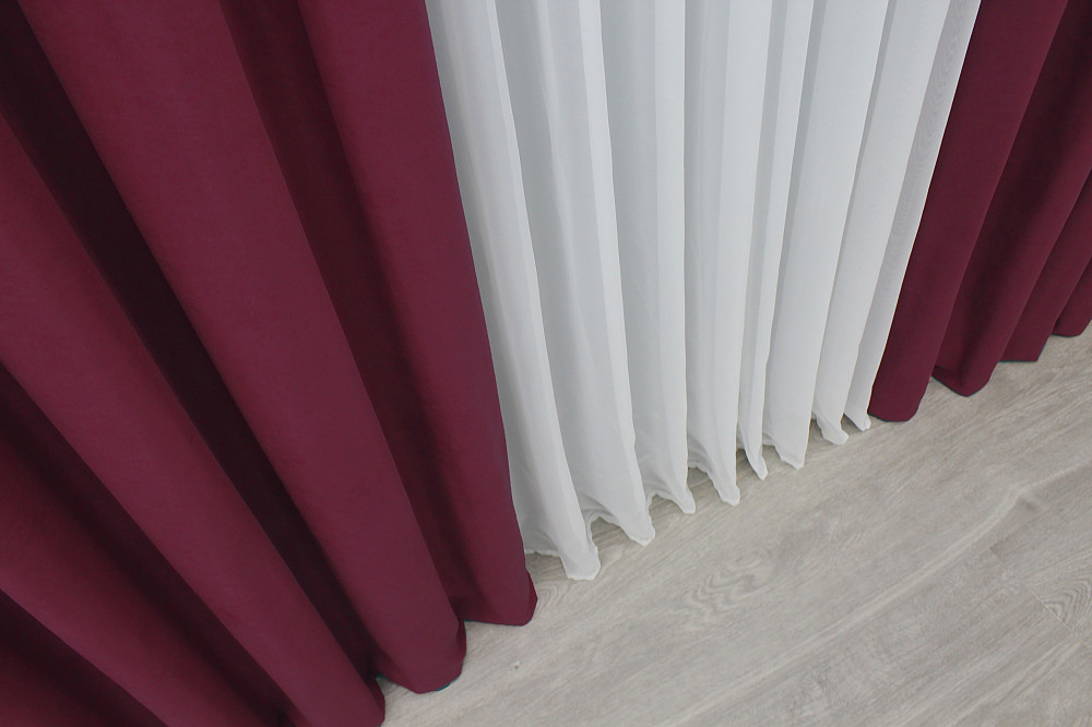 Шторная ткань нубук однотонный, Турция, цвет бордовый 1518ш Киев - изображение 5