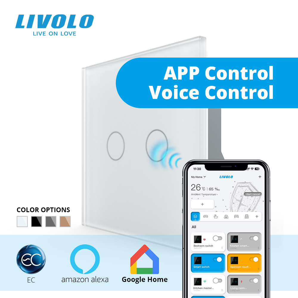LIVOLO Розумний сенсорний ЕС вимикач 2 сенсори LIVOLO білий матове скло Коломыя - изображение 1