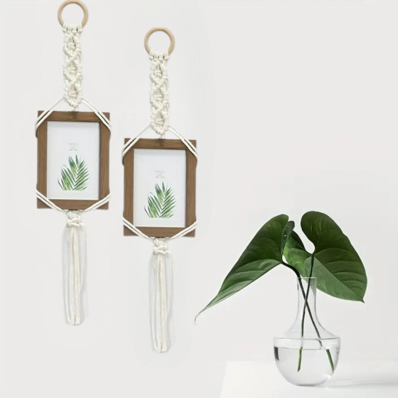 Набір макраме для ручного в'язання 2 шт настінних підв'язок з рамками для фото і картин розмір 11х15 см, білий Кам'янець-Подільський