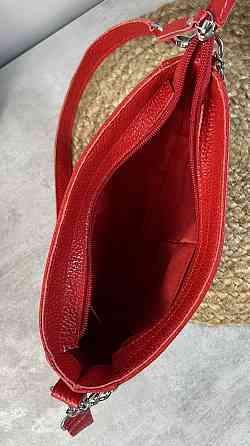 Женская кожаная сумочка, Стильная сумка из натуральной кожи, Маленькая красная сумка на плечеMasterSem Киев