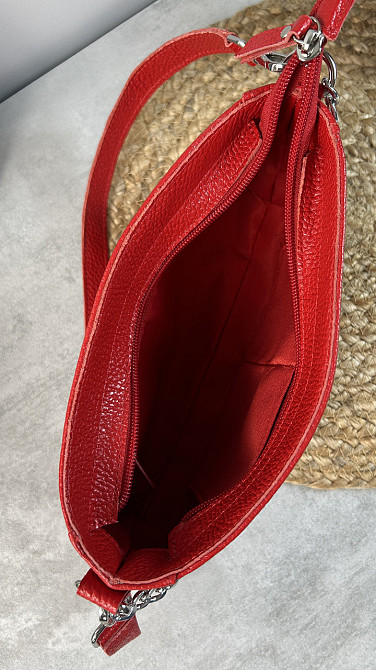Женская кожаная сумочка, Стильная сумка из натуральной кожи, Маленькая красная сумка на плечеMasterSem Киев - изображение 2