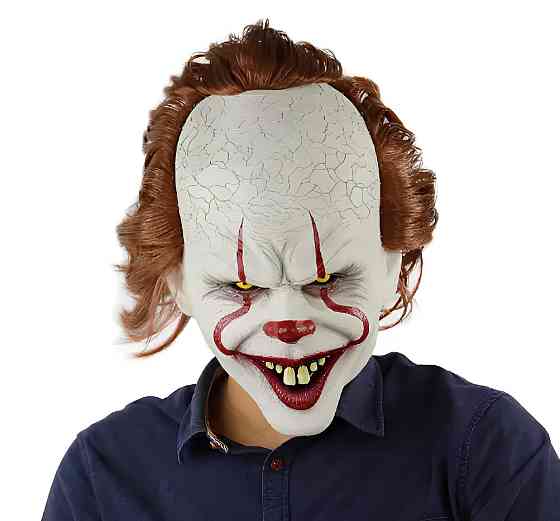 Маска Пеннивайза RESTEQ из фильма Стивена Кинга — латексная маска ужасного клоуна Pennywise с волосами Киев