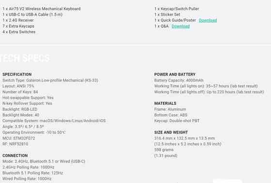 Бездротова механічна клавіатура NuPhy Air75 V2 / Gateron Low-profile. Київ