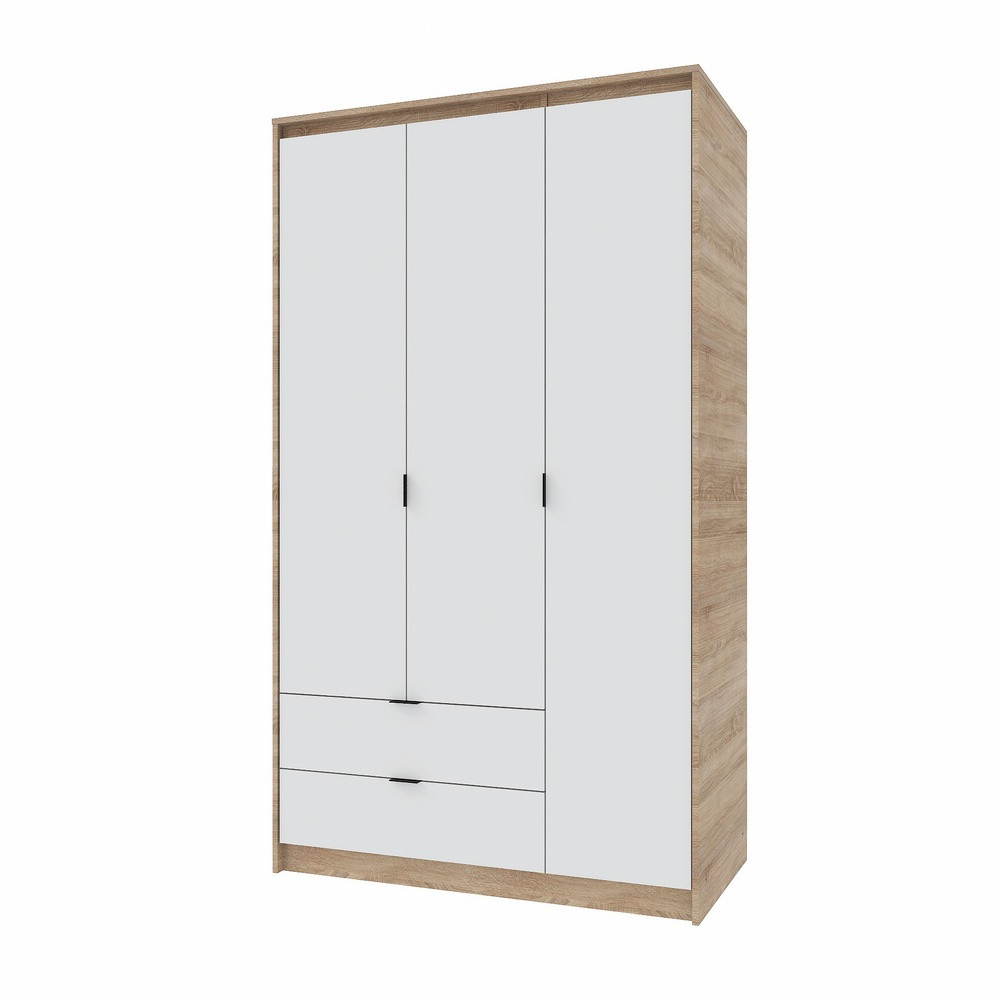 Шкаф распашной для одежды с выдвижными ящиками (штанга-штанга) Эверест Сити-1200 120,2х50х204,6 см Дуб сонома/Белый (DTM-071098) Львов - изображение 5