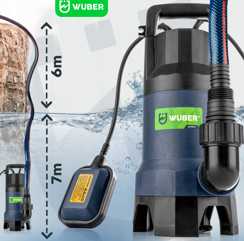 Дренажный насос для грязной и чистой воды Wuber 550Вт 11500л/ч (Польша) Киев - изображение 7