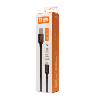 Дата кабель USB 2.0 AM to Lightning 2.0m black ColorWay (CW-CBUL007-BK) Винница - изображение 7