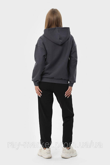 Костюм жіночий худі на блискавці темно-сіре та штани чорні RAY PREMIUM LOOSE U0809 (U0809W-Dark Grey-Black) Київ - фото 5