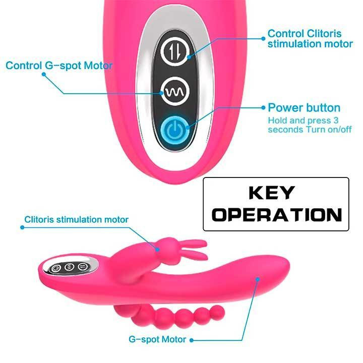Вагінально-анальний вібратор Super Rebbit 3в1 12 режимів Фуксія Вінниця - фото 9