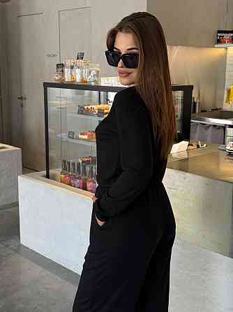 Женский костюм штаны с лонгсливом рубчик Бежевый Черный XS/S Харьков