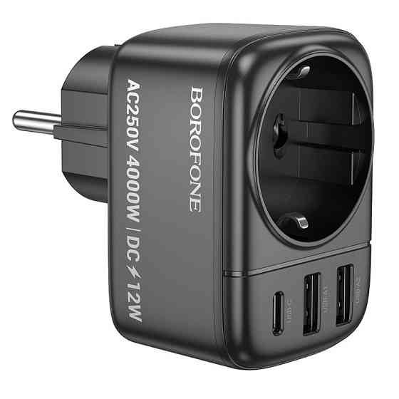 Мережевий фільтр BOROFONE BAC14 Wide 1-socket wall outlet (1C2A) (EU / GER) Black Одеса
