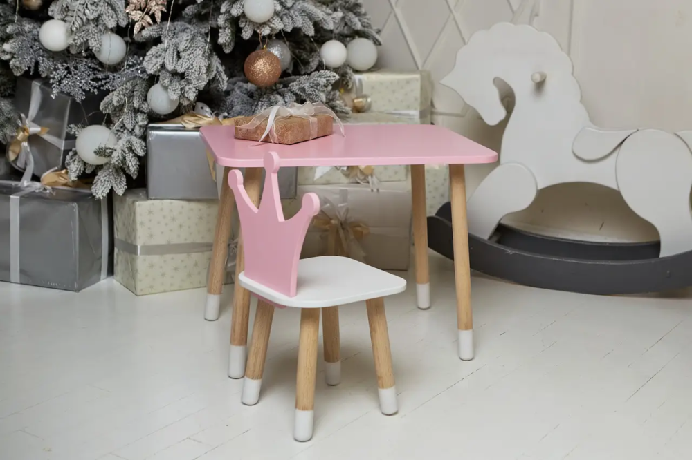 Дитячий прямокутний столик (Рожевий) та стільчик Корона (Рожева з білим) Вінниця - фото 10