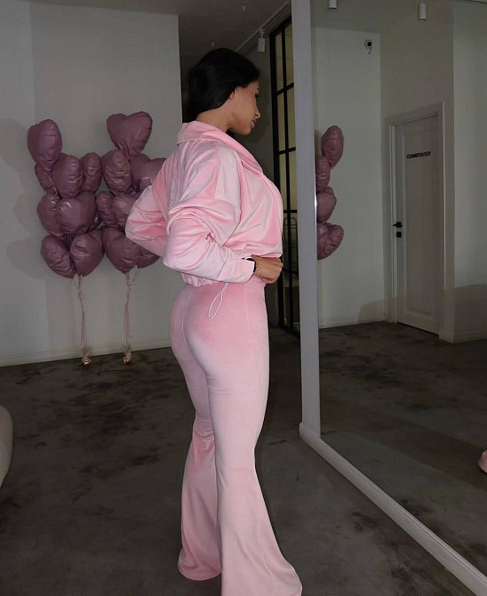 Женский стильный повседневный велюровый костюм Розовый, 46/48 Одесса - изображение 5