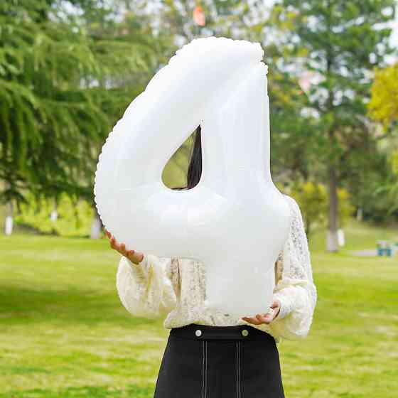 Шарик цифра 4 праздничная 32 дюйма белый Киев